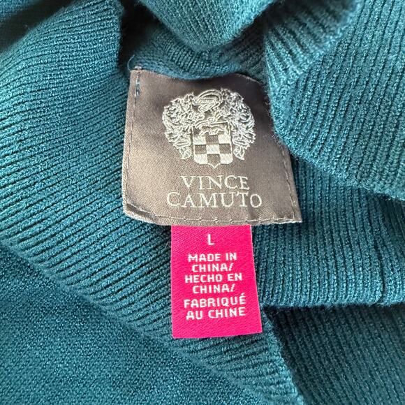 Vince Camuto Teal Turtleneck Long Sleeve Sweater Dress Tie Waist Size L - Picture 4 of 5